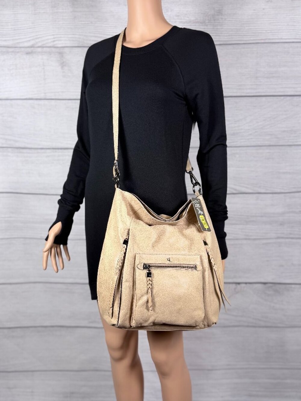 NWT Elliott Lucca Vivien Foldover Hobo Truffle Taupe Leather Bag 👜